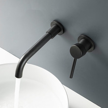 暗装面盆龙头洗脸盆墙排出水预埋热熔全铜旋转嵌入墙式冷热水龙头