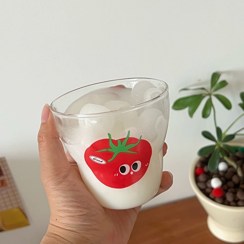 大衆シンプルトマトグラス高颜値コップジュースミルクカップコーヒーカップレトロtomatoグラス|undefined