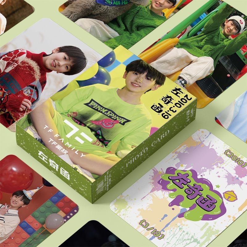 Left Qi Han Laser Mini Card 55 Pieces TF Family Personal Edition Boxed Non-Duplicate 3-inch Instant LOMO Mini Card