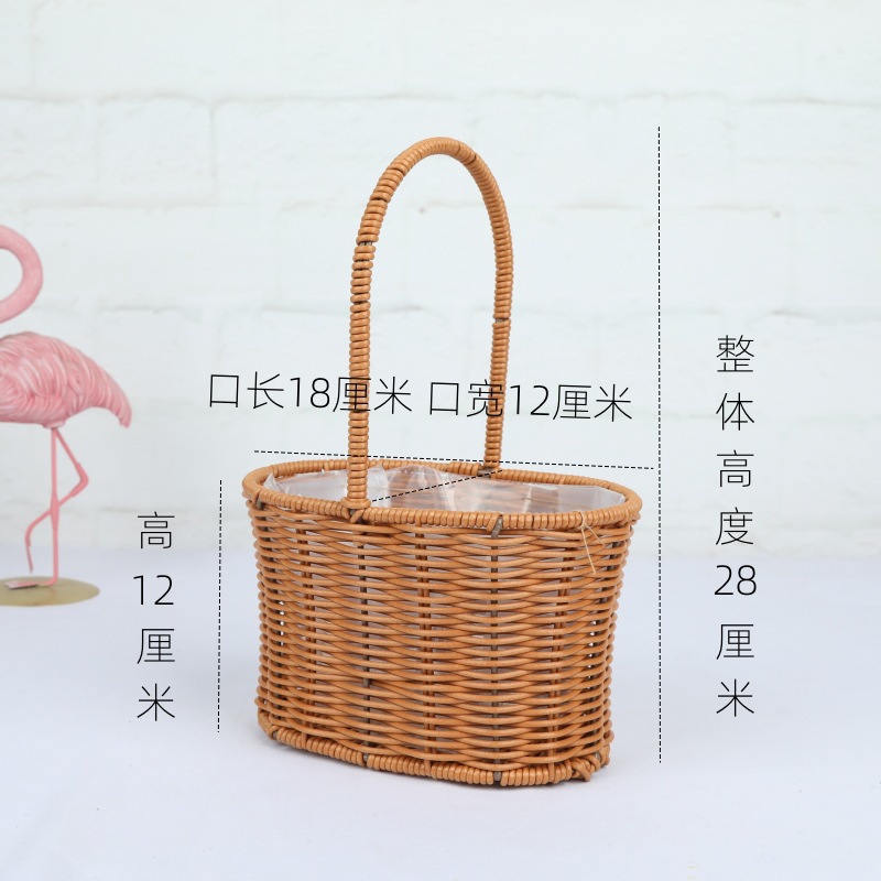 Cestas de flores de caña tejidas a mano canasta de mano pastoral creativa Qixi Festival de caña floral decorativa canasta huevo