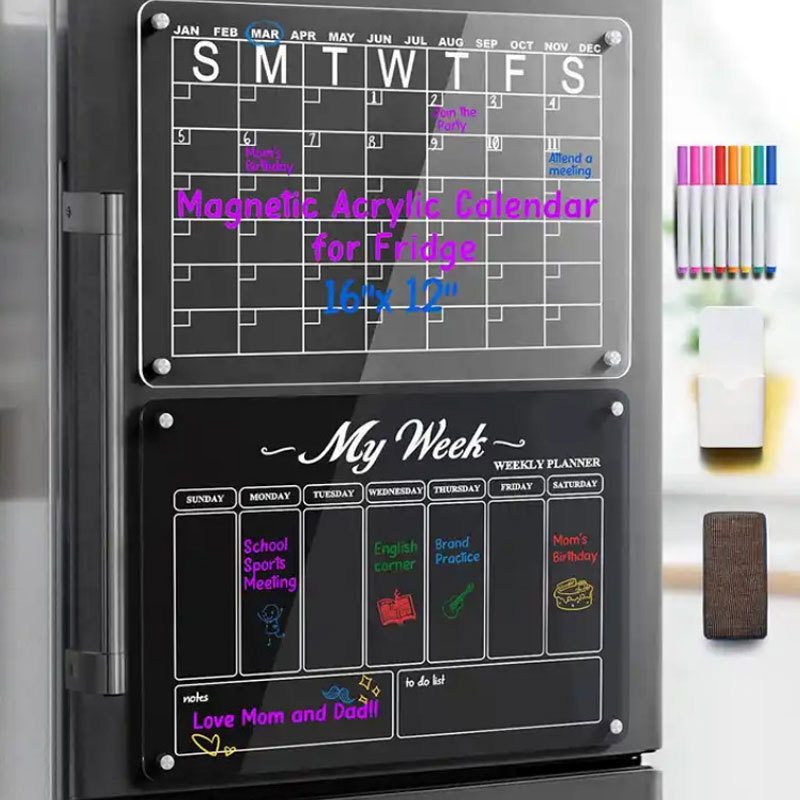强磁透明亚克力冰箱贴日历待办事项记事板可擦除厨房菜单写字板