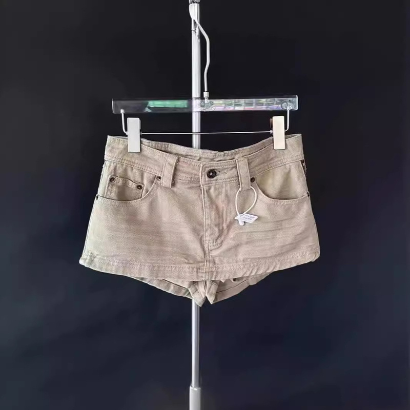 Niche Design Summer Two-Wearing Three-Dimensional Crumpled Old Tooling Mini Pants Khaki Brown Shorts Women