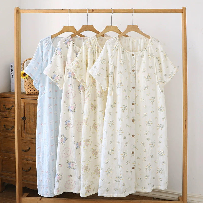 Летняя хлопчатобумажная ночная рубашка грудного вскармливания