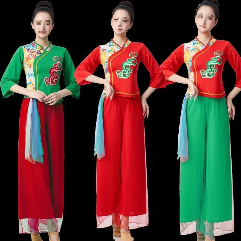 广场舞蹈服装春夏2026新款女民族上衣秧歌服团体表演出服跳舞套装