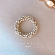 气质复古优雅少女甜美珍珠发圈双面绑发网红橡皮筋扎头马尾发饰