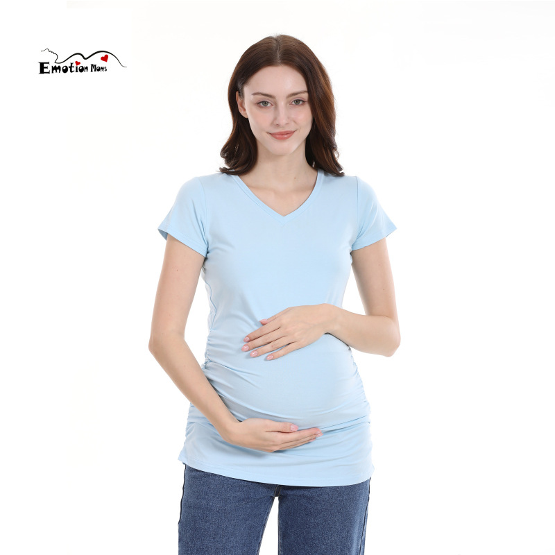 欧米のクロスボーダーの夏の半袖妊婦服vネックのファッション的な年齢が減っています。|undefined