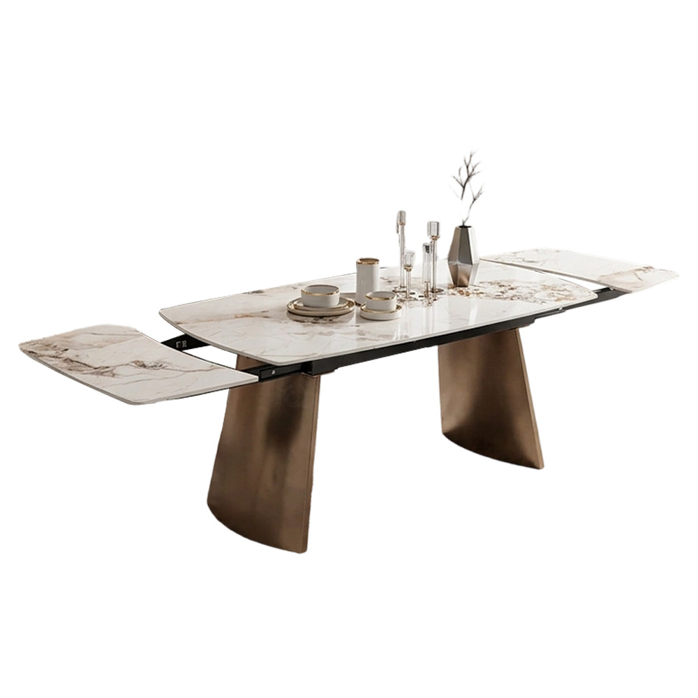 Mesa de Comedor Telescópica Giratoria para 8 Personas de Placa de Roca, Ajustable, para Restaurante