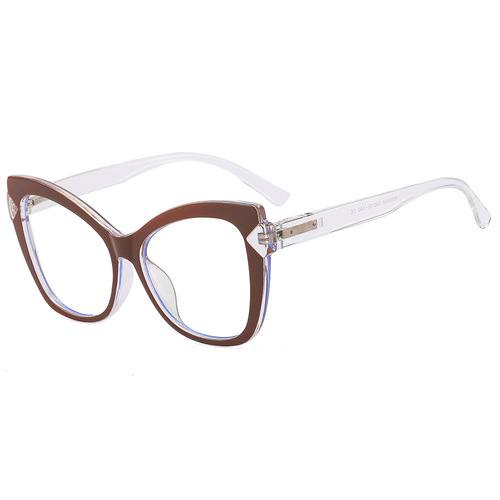 Fashionable Transparent Anti-Blue Light Glasses Wholesale 2024 New Arrival European and American Style Cross-border Spring-Hinge Plain Glasses with Myopia Frames