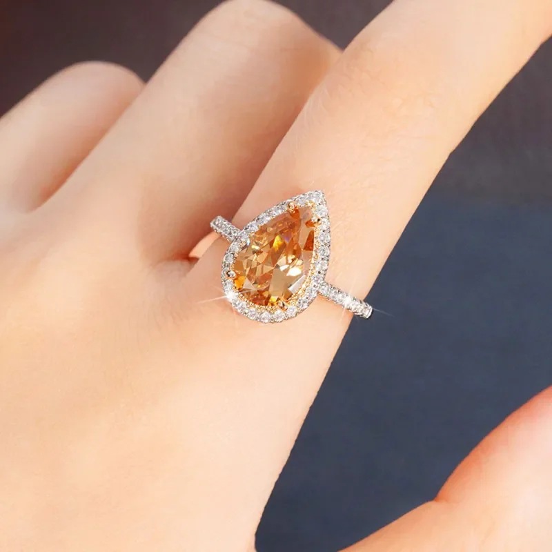Copper Simple Style Shiny Inlay Water Droplets Zircon Rings display picture 5