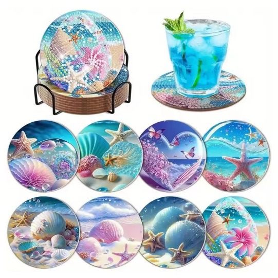 Diamante de dibujos animados almohadillas de taza letras rojas textura de madera hecha a mano puntos de perforación aislamiento térmico antideslizante diamante juguetes de pegatinas