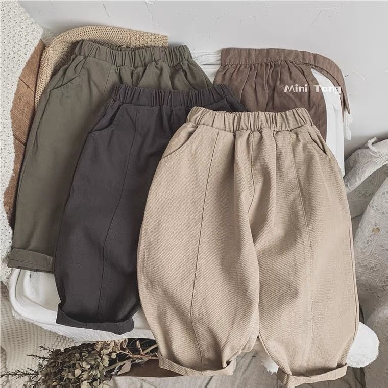 Children's autumn solid color demi-season trousers for boys for…