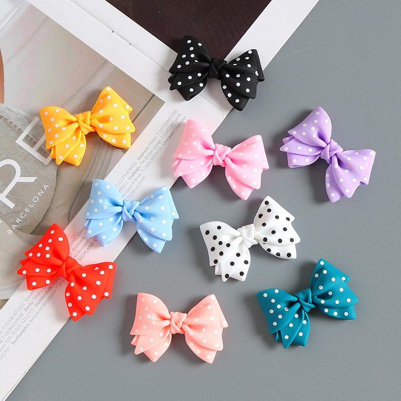 Large Cartoon Polka Dot Resin Bow DIY Cream Glue Mobile Phone Case Hole Shoe Buckle Ice Skate Sticker Hairpin Accessories