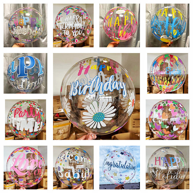 Wholesale supply of net red 20 inch double-sided printing birthday wave ball party festival scene layout wave balloon