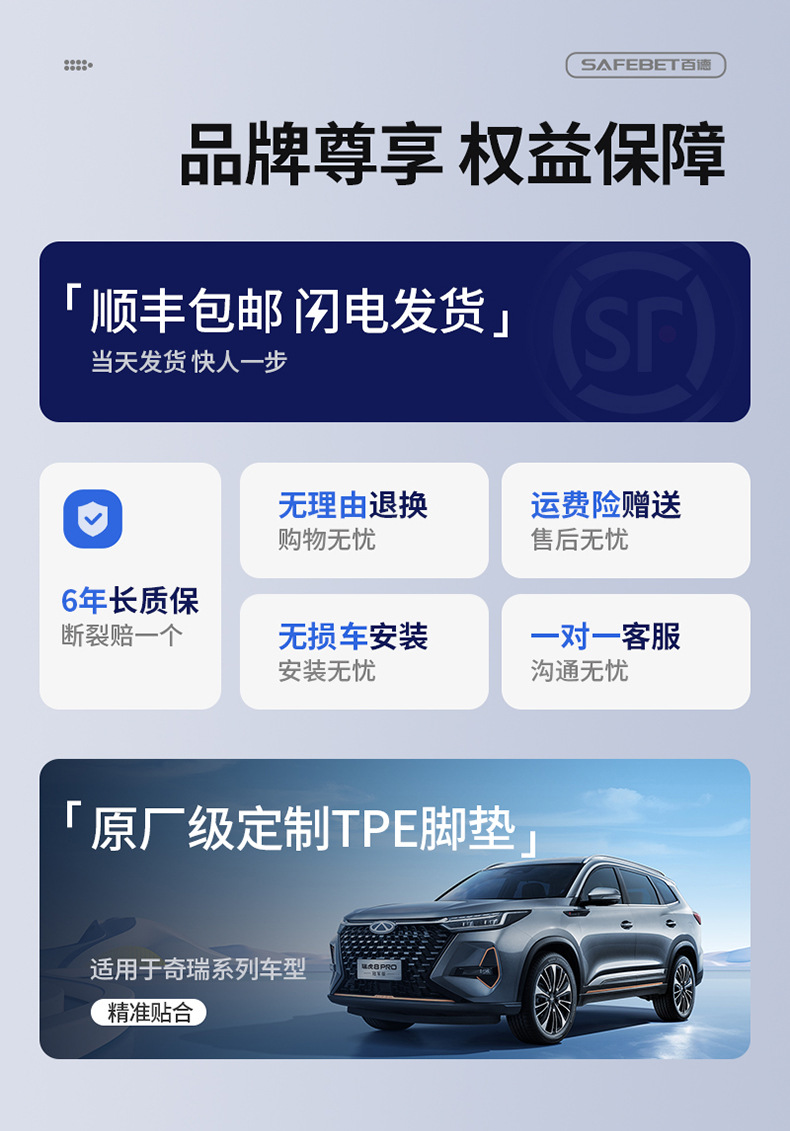 Suitable for Chery Tiggo 8, Arrizo 8, iCAR V23 all-weather special TPE car trunk mat