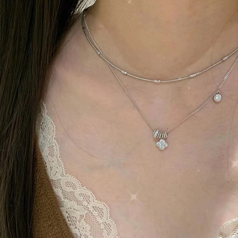 Colar com pingente da sorte vintage prata esterlina 925 zircónia_voghion.com