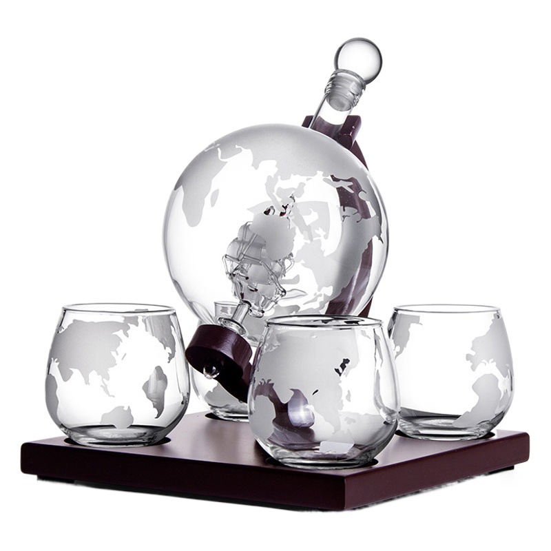 Decantador de whisky con forma de globo terráqueo, borosilicato, con mapa, juego de bar, venta en Amazon
