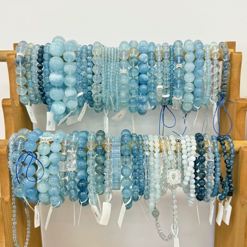 Han Luo ~ aquamarine beaded pull bracelet national tide light luxury high sense bracelet commuter temperament all-match jewelry women