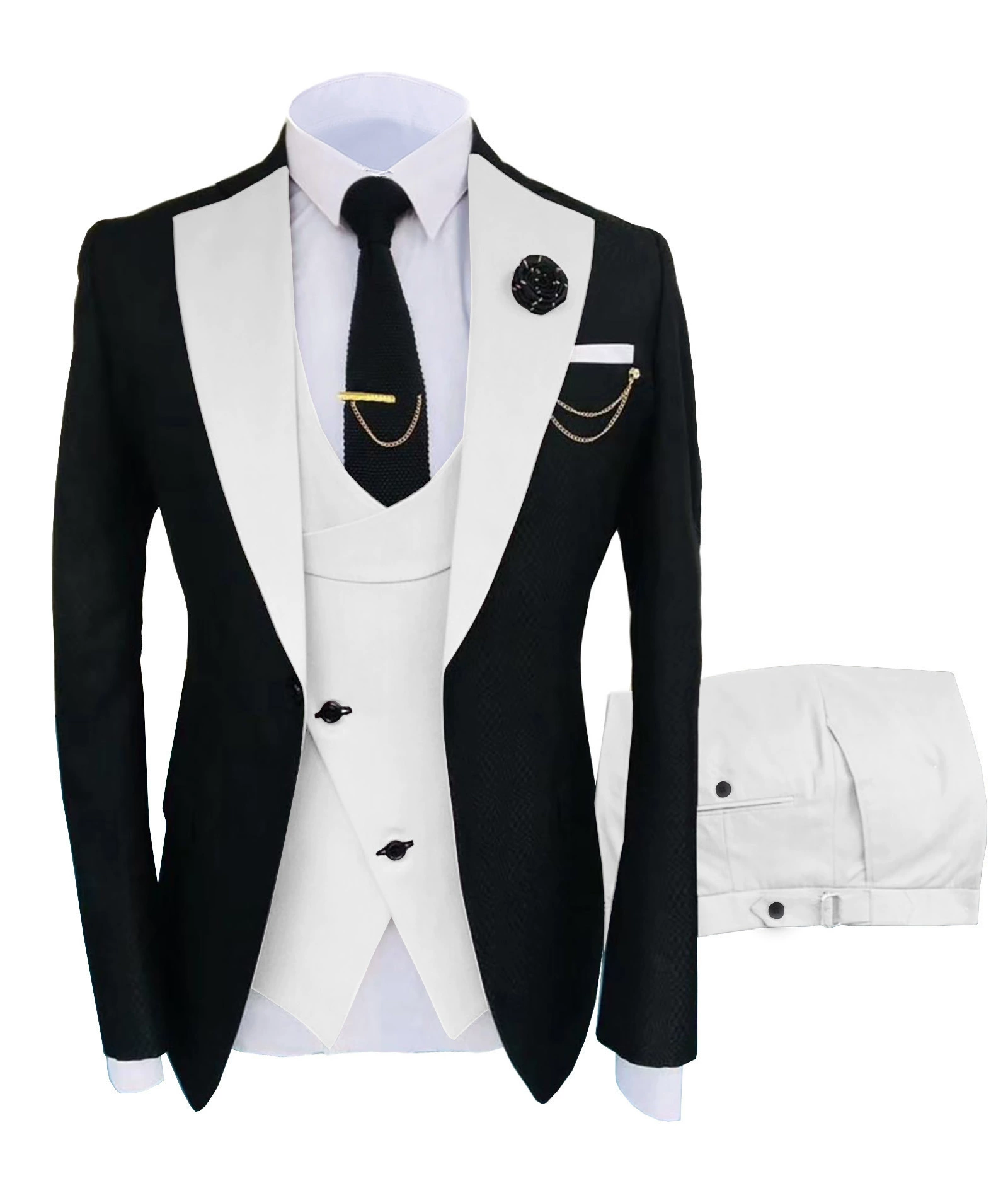 Классический костюм куртка, свадебное платье, жилет, брюки, набор, slim fit