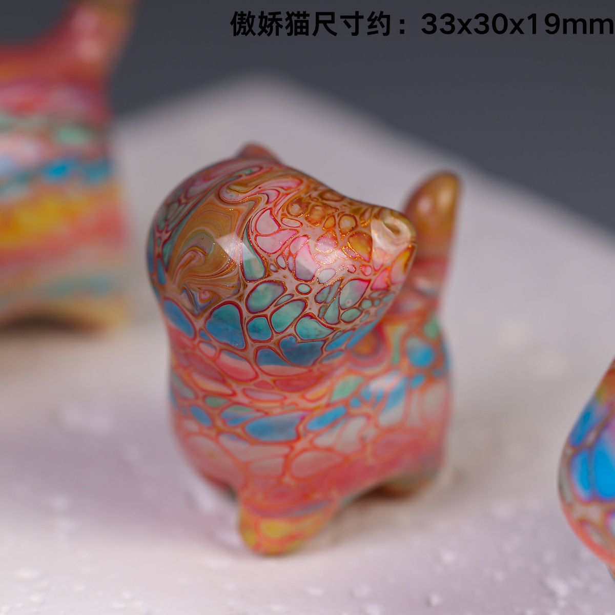 杭州霊隠漆猫シリーズ カラフルで可愛い猫 招き猫 漆塗り置物 文玩装飾