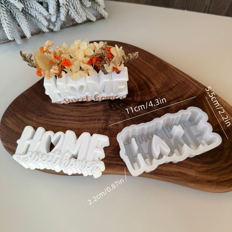 Home sweet home字母带插花孔硅胶模具石膏模具装饰摆件|undefined