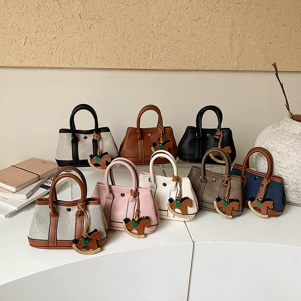 Vintage Patchwork Cross-Border Handbag, Fashionable High-End Niche Mini Luxury Tote Shoulder Crossbody Bag for Girls