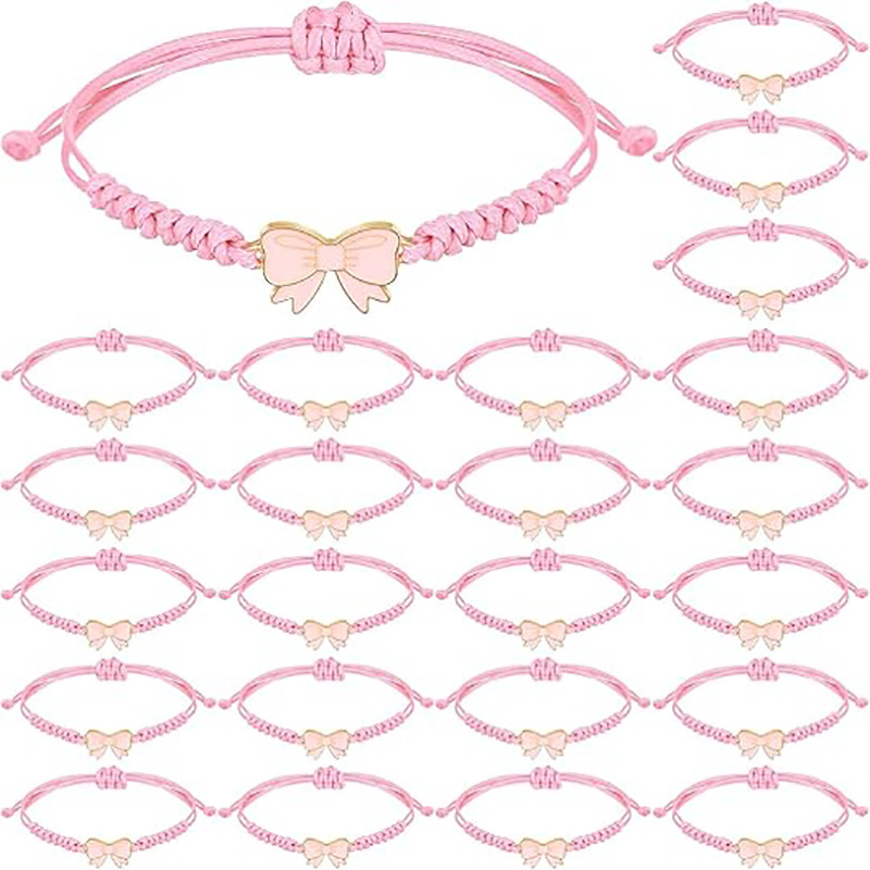 Bowknot Braided Bracelet Gift Adjustable Rope Braided Birthday Party Gift for Cheerleader Friends Gift