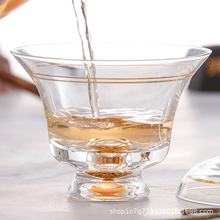 日式人工金箔小茶杯水晶玻璃泡茶蓋碗公杯單杯主人杯茶具禮盒套裝