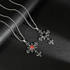 ゴシック風パンク宝石花輪クロスペンダント部品DIYネックレス合金アクセサリーメーカー卸売り