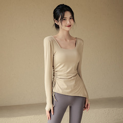 帶胸墊瑜伽服女秋冬季運動上衣修身顯瘦長袖跑步普拉提訓練健身服