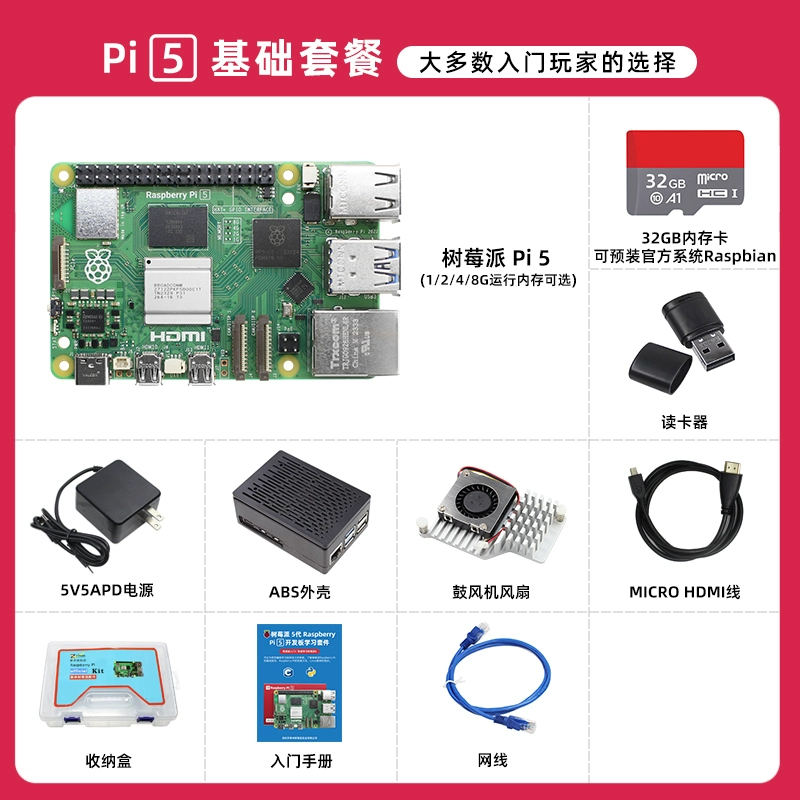 Raspberry Pi 5 5B/4B плата для разработки, материнская плата Raspberry Pi 5 8GB, комплект для программирования на Python и ИИ