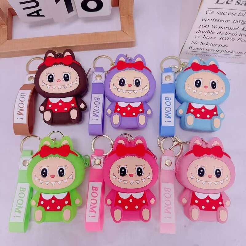 人気のラブブ子供用小銭入れかわいいヘッドフォン収納袋シリコーン漫画キーホルダーペンダント卸売|undefined