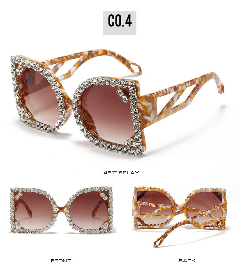 Exaggerated Solid Color Ac Square Diamond Full Frame Women's Sunglasses display picture 5