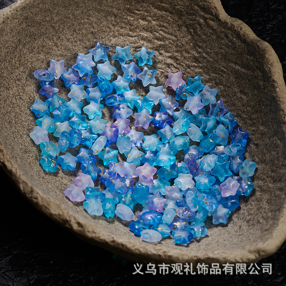 Foil de oro esmerilado estrella de pentaco de forma especial pulsera acrílica diy accesorios de cadena de cuentas de teléfono móvil cuentas sueltas