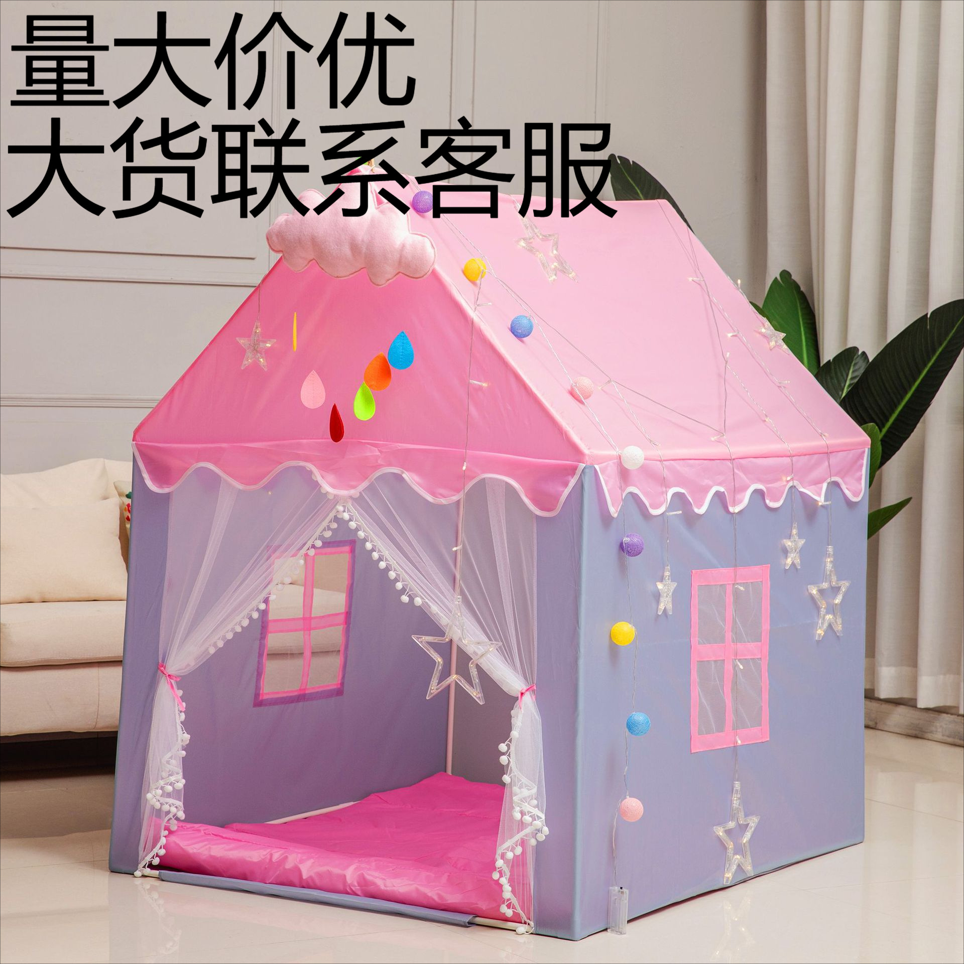 Venta al por mayor de nuevo estilo de casa gris rosa para niños tienda de interior casa de juegos para niños y niñas castillo villa jugar a la casa juguetes