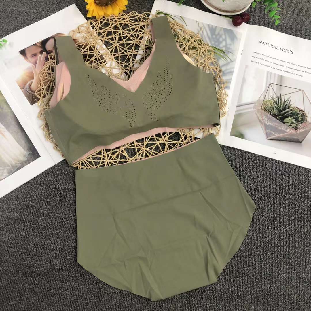 Nueva ropa interior sin costuras de las mujeres pequeño pecho push up anti-flacidez delgada inalámbrica traje de sujetador de mama