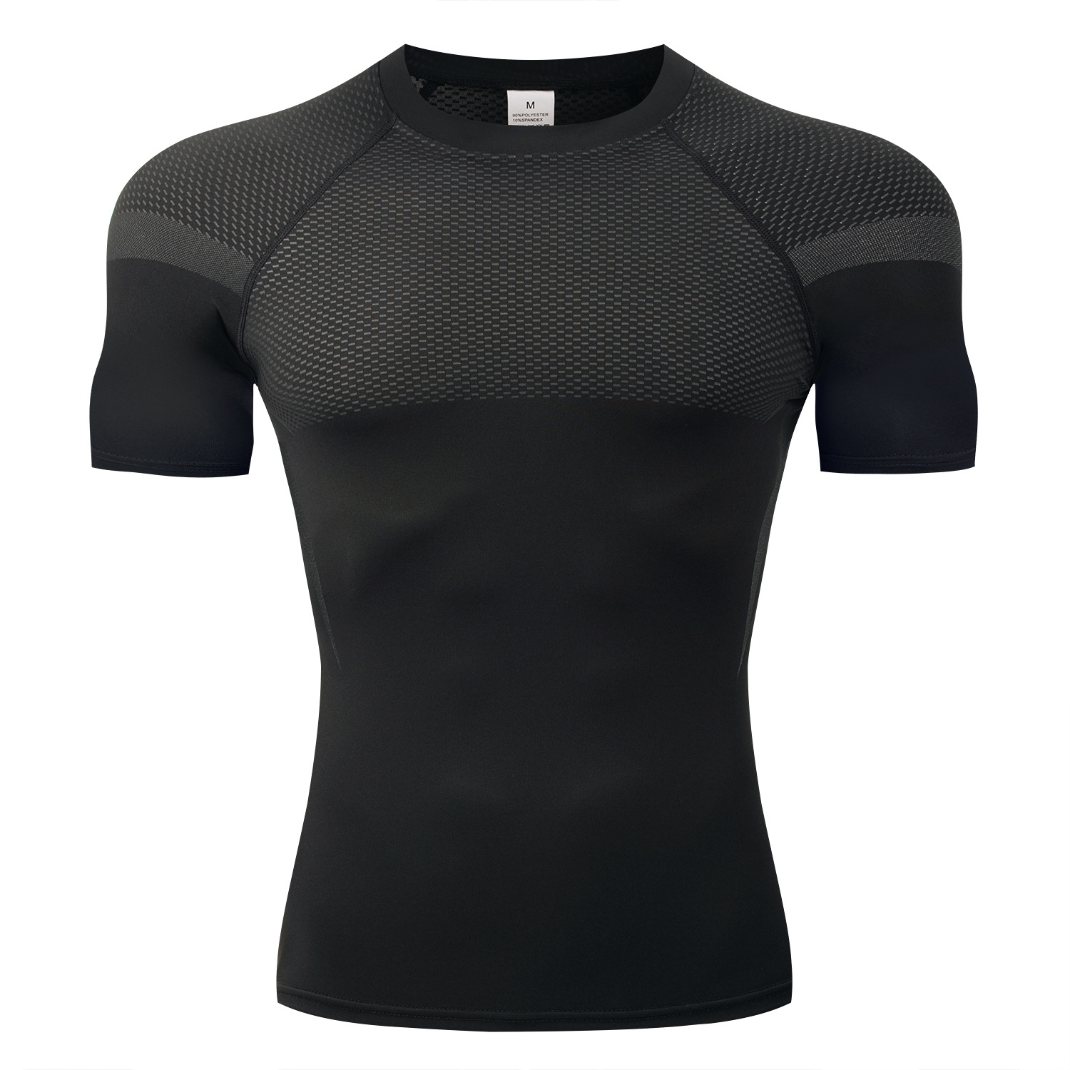 GYM Europa y América hombre moda compresión de cuello redondo camiseta de secado rápido apretada transpiración fitness correr camiseta deportiva de manga larga