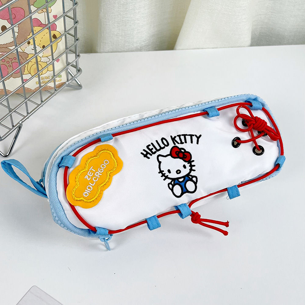 Bolsas de lápiz de alto valor facial, bolsas de lápiz bordadas hellokitty, papelería creativa de gran capacidad para estudiantes de primaria y media