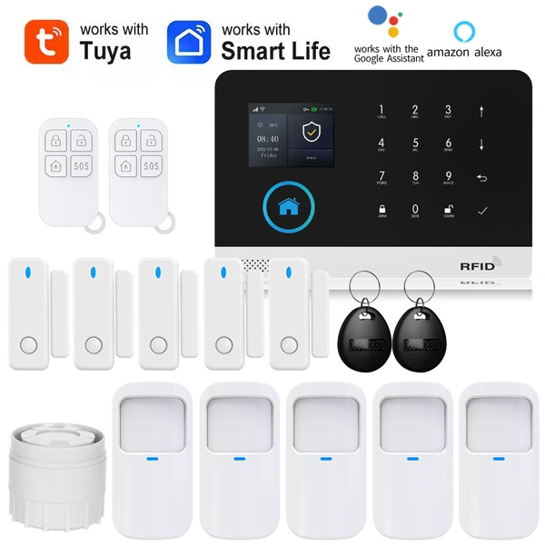 5 infrared + 5 door sensors + 2 remote control
