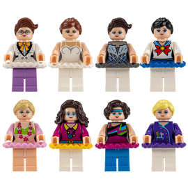 跨境小颗粒女孩系列积木人仔16款好朋友时尚公主人偶袋装玩具公仔