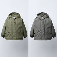 西班牙Z家儿童纯色简约英伦风连帽童外套风衣冲锋衣