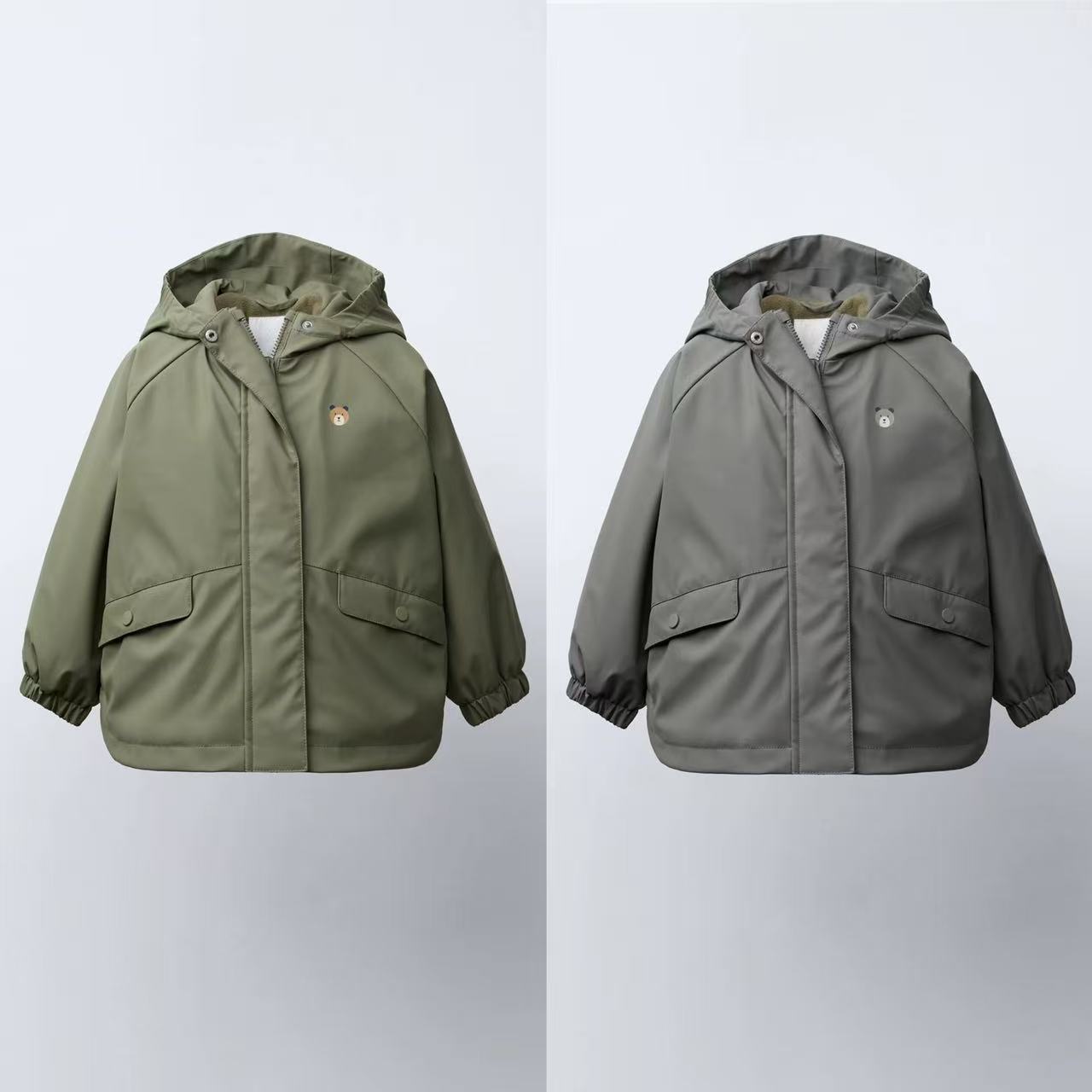 西班牙Z家儿童纯色简约英伦风连帽童外套风衣冲锋衣