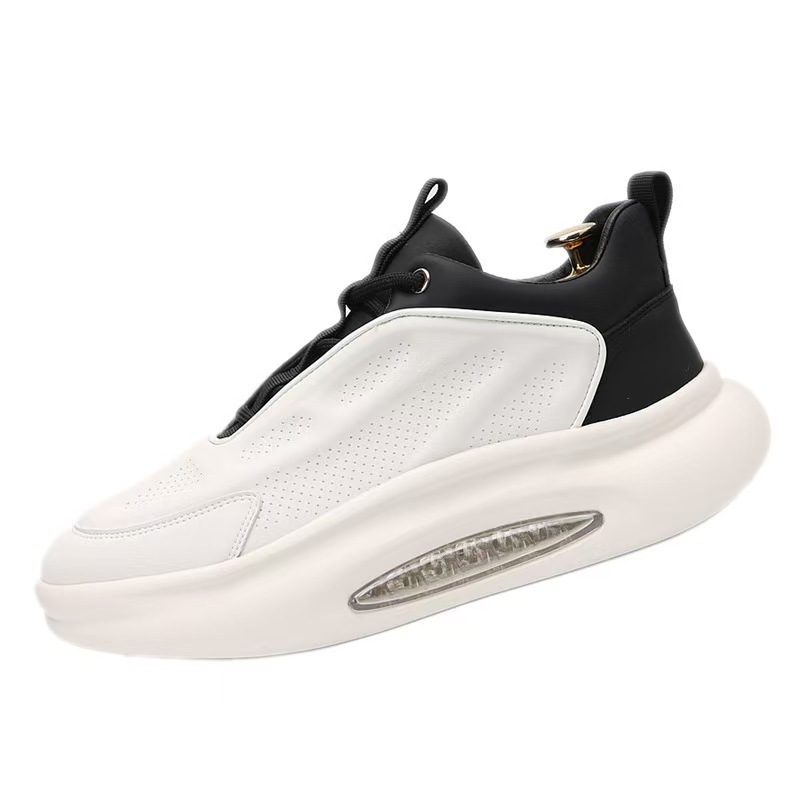 2025 Spring With Hidden Height Increase, Breathable Casual Versatile Thick-Soled White Sneakers, Men's Sports Running_voghion.com