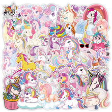 50张可爱风粉色独角兽涂鸦贴纸水杯电脑装饰贴画防水文具贴纸批发