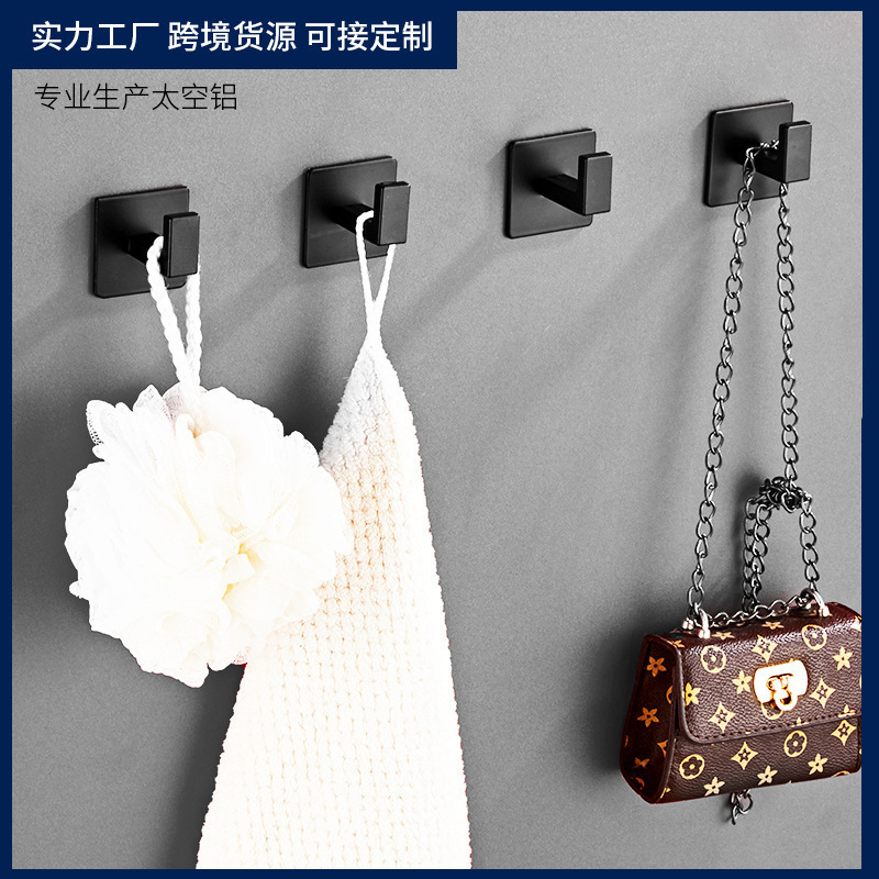 キッチンワードローブスペース用のパンチフリーフックアルミクリエイティブ壁コートフックシングルフックバスルームコートフック|undefined