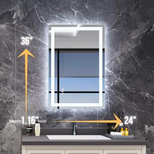 Square Smart Bathroom Mirror Bathroom with Light Led Makeup Mirror Anti-Fog High-Definition Smart Mirror Touch Screen Wall Mirror