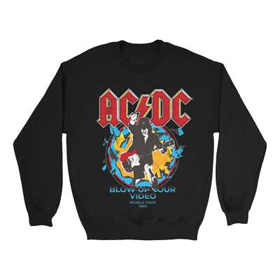 ACDC乐队复古潮流Back In Black UK Tour ’80欧美风男士圆领卫衣