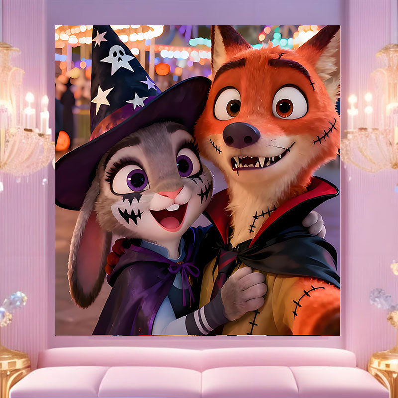 20 * 20 Crazy Zoo City pintura digital a mano diy dibujos animados pintura a mano Judith Decoration