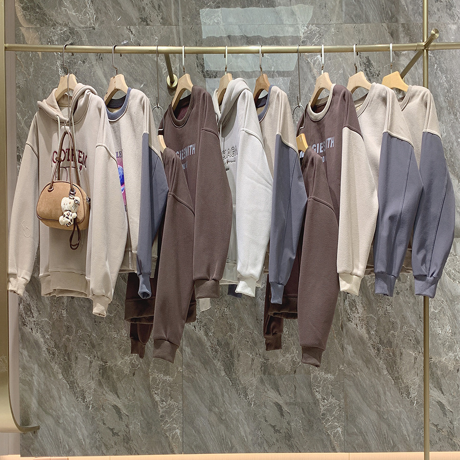 秋冬加绒卫衣撤柜品牌折扣女装尾货批发直播货源十三行尾款清货