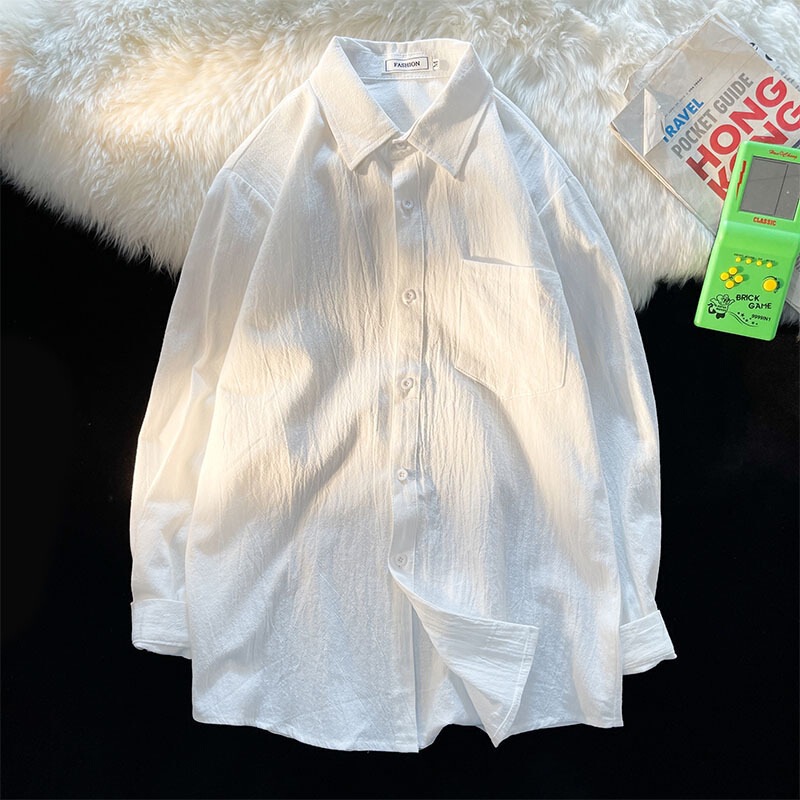 Linen Shirt Men's Long-sleeved Loose Casual Spring and Autumn Thin Inner Jacket Men's Fashionable Clothes Cotton and Linen Shirt