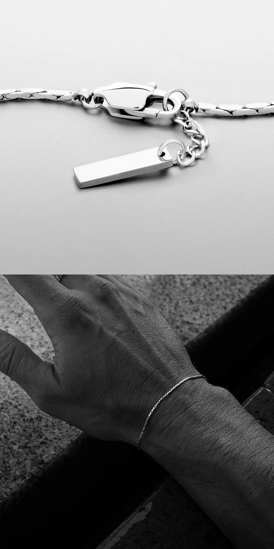 Minimalist Titanium Hammered Round Link Bracelet For Women_voghion.com